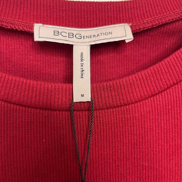 BCBGeneration Padded Shoulder Midi Dress Red Size Medium - Picture 5 of 6